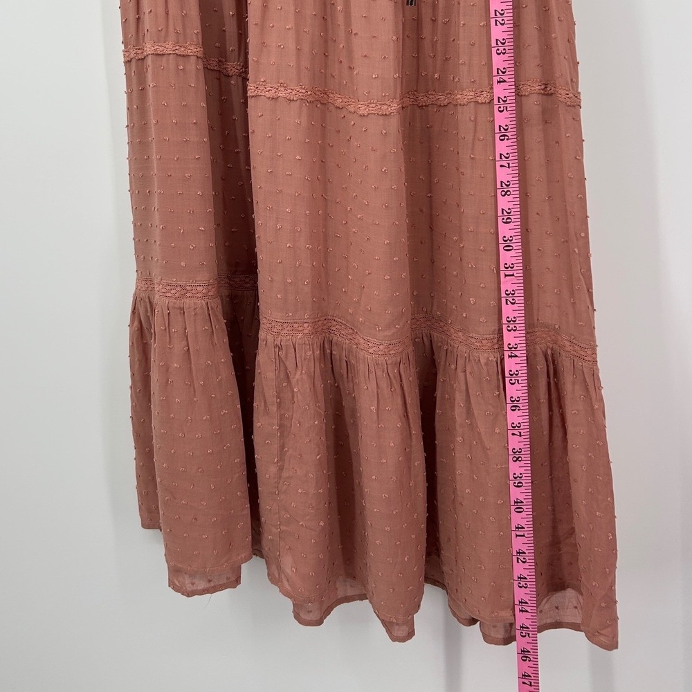 easel Dusty Rose Swiss Dot Tiered Midi Dress - Picture 6 of 6